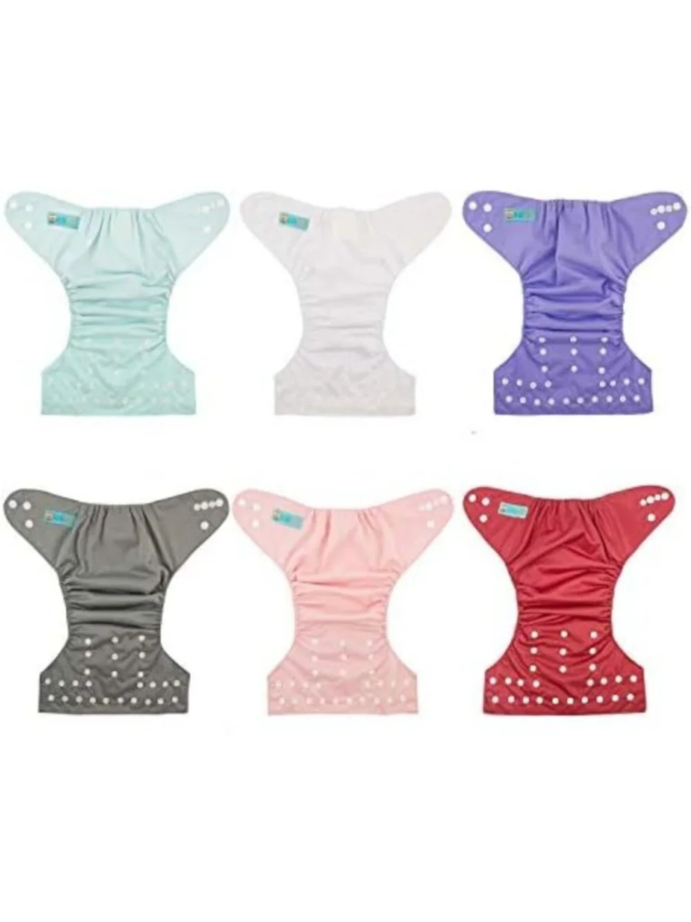 6-Pack Adjustable Cloth Diapers with 12 Inserts - Washable & Reusable for Babies